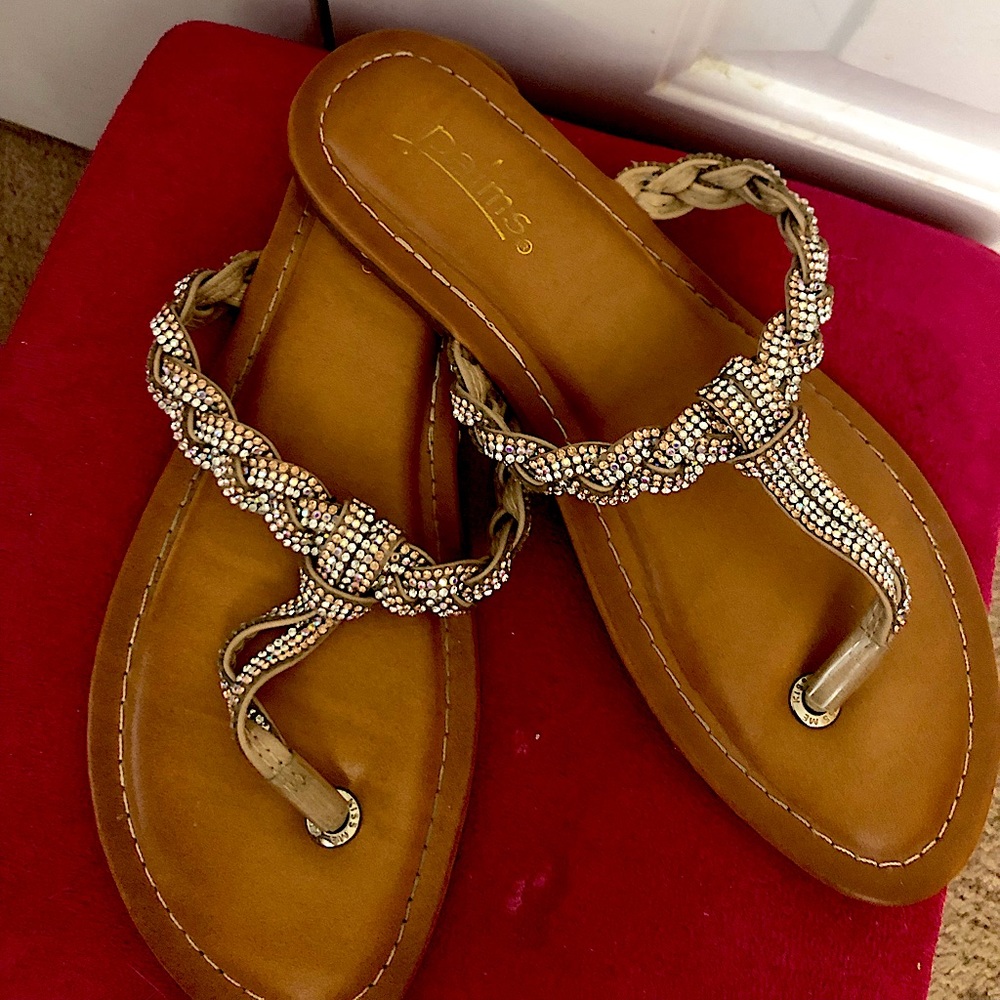 Palms rhinestone braided sandal